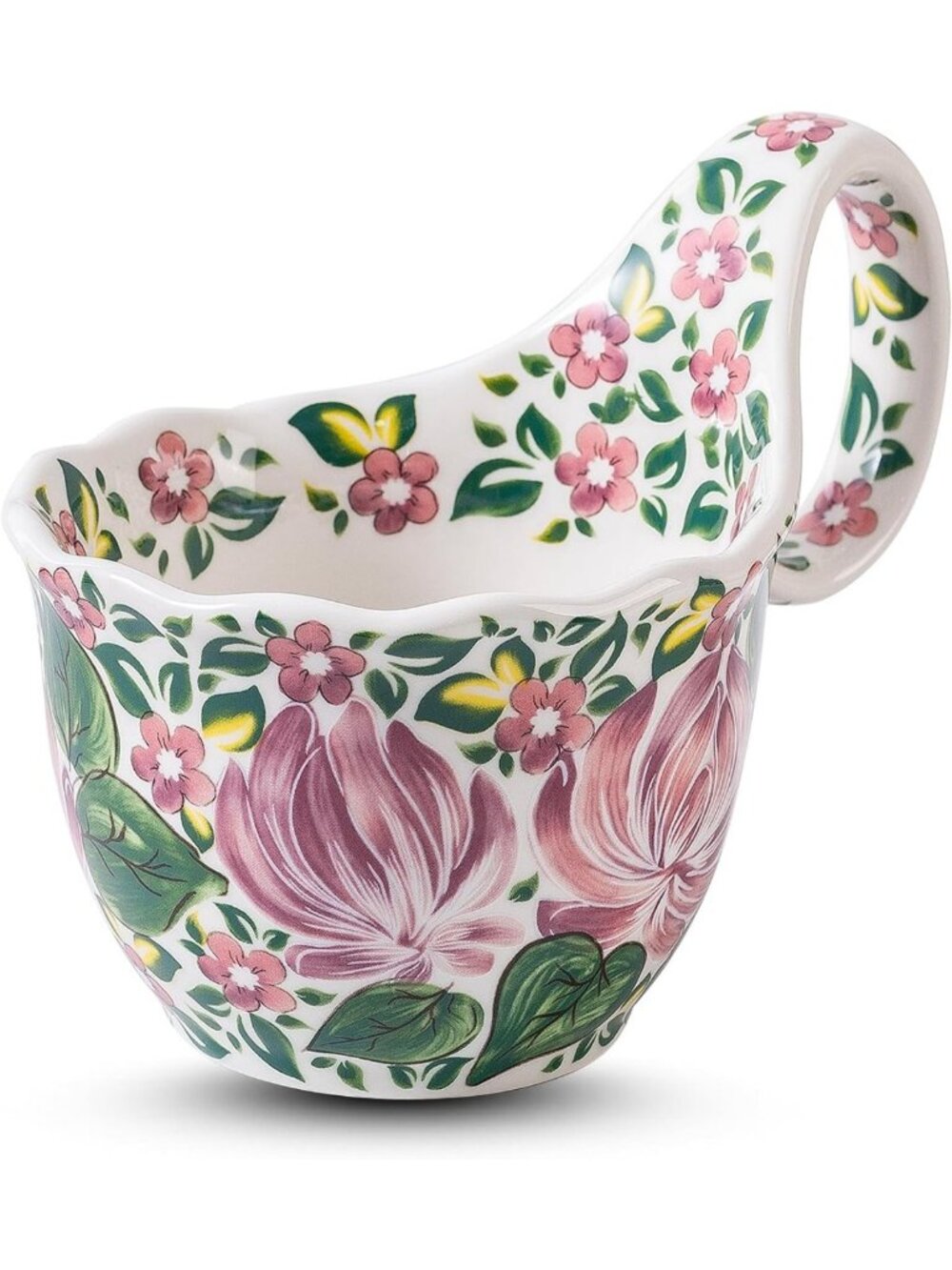 Vintage Floral Hand-Painted Ceramic Mug & Bowl, Large Capacity, Microwave Safe